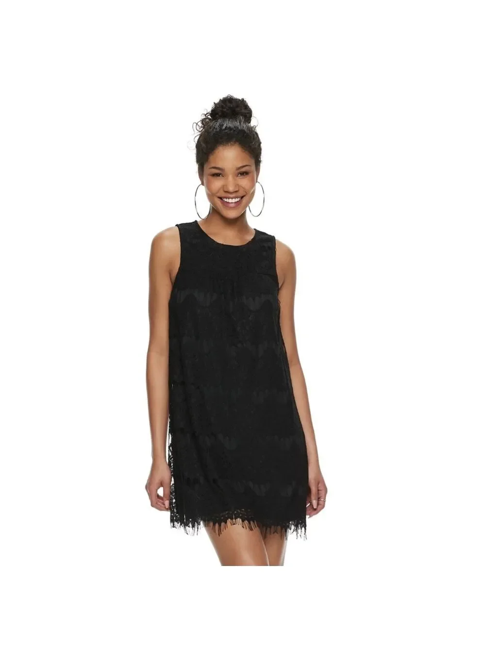 JUNIORS SPEECHLESS LACE SHIFT DRESS SLEEVELESS SIZE Large  BLACK